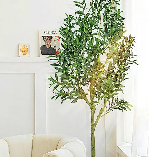 AnTing 6FT Artificial Olive Tree Faux Olive 1150Leaves and 44Fruits ...