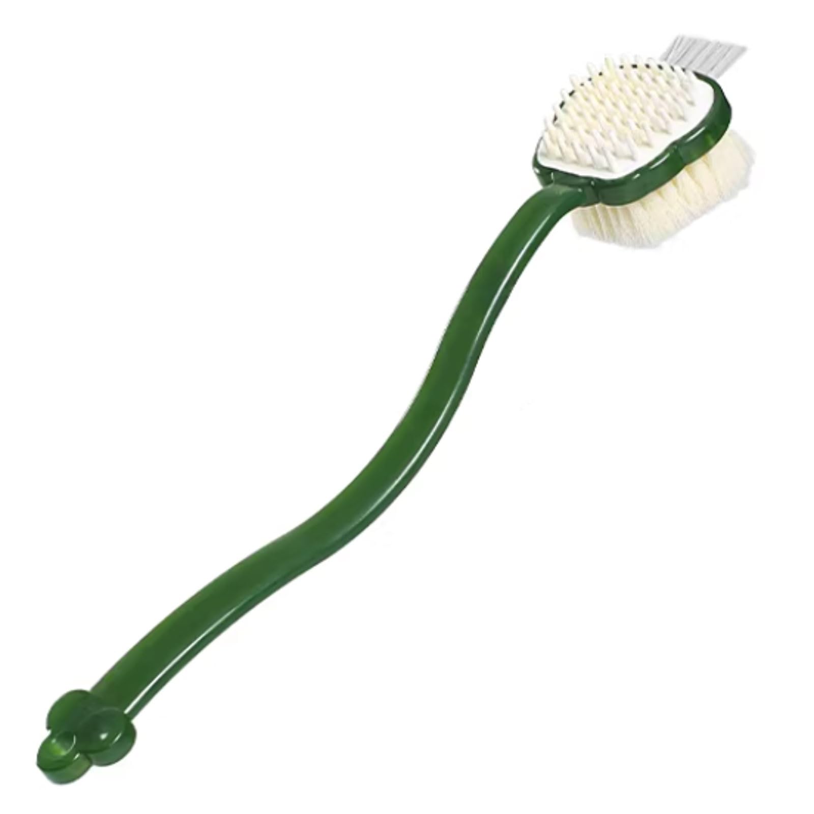 Ligero Ducha de mango largo de plástico con cerdas rígidas y suaves cepillo corporal 3 en 1 con mango largo curvo for hombres y mujeres secado rápido(Groen)