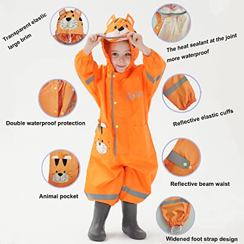 Kids One Piece Rain Suit Boys Girls Waterproof Rainsuit Toddler Rain Coat Coverall4