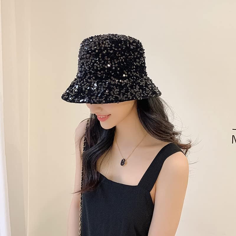 Women's Sequin Bucket Sun Hat Bling Bling Reversible Glitter Outdoor Shiny Sun Hats - Image 5