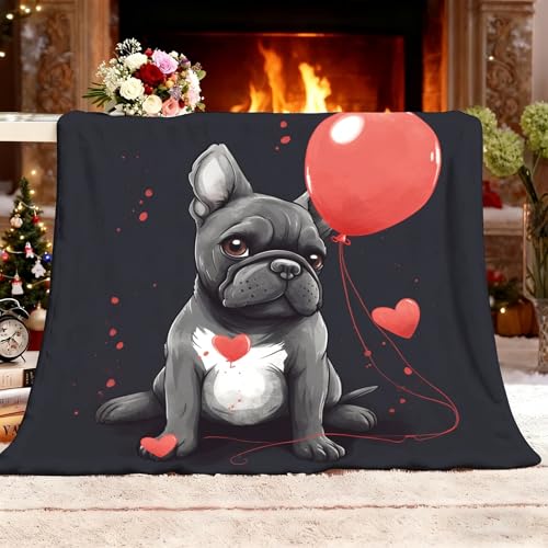 Coperta Plaid Pile L 100x130cm Carino Bulldog Francese Coperta Flanella Morbida Nero per letto Copriletto Arredamento per la Casa Picnic All'aperto