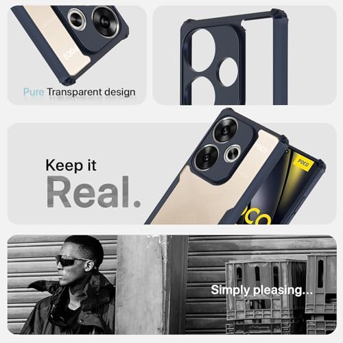Image of Pikkme Poco F6 5G Back Cover | Crystal Clear Transparent Back | Ultra Hyrbid | Full Camera Protection | Raised Edge | Bumper Back Case (Blue)