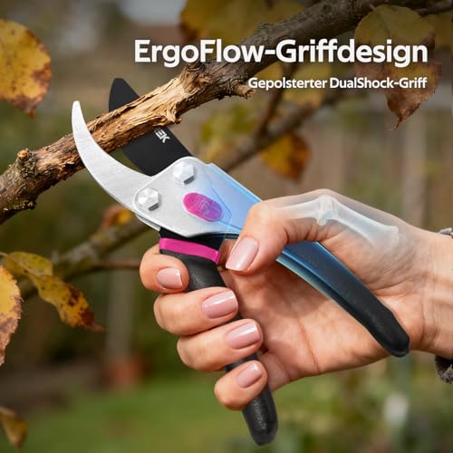VOTREK® Bypass-Gartenschere 21,5 cm – mit SK5-Klinge & versiegelter Feder als Profi-Rosenschere, Baumschere, Pflanzenschere wie Astschere für müheloses Schneiden von Rosen, Ästen, Gehölzen【Geschenk】