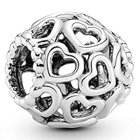 PANDORA All Over-Herzen Charm Sterling-Silber 11 x 11 x 10,7 mm (T/H/B)