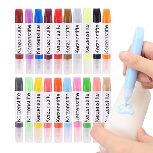 Ovaletta 20 Stück Kerzenstifte, Wachsstifte für Kerzen 8x10 ml, Candle Pen, Kerzen Bemalen Set, Candle Pen für Kerzen, Kerzen Bemalen Set, Aufkerze Selber Machen Set, Kerzen Bemalen, 20 Farben