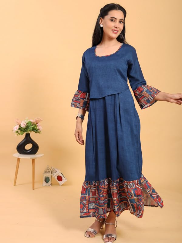 Image of RITIJYA Zipless Feeding Kurta Dress for Women | Maternity Nursing Kurti, No-Zip Easy Access | Extra Pleats Pre to Post Pregnancy | Quick-Dry Fabric | S-4XL