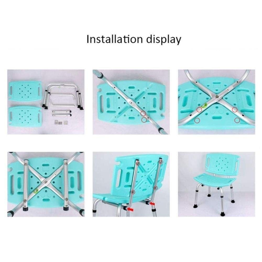 Silla De Ducha con Respaldo Taburete De Ducha Rectangular Antideslizante Ajustable (Verde Claro)