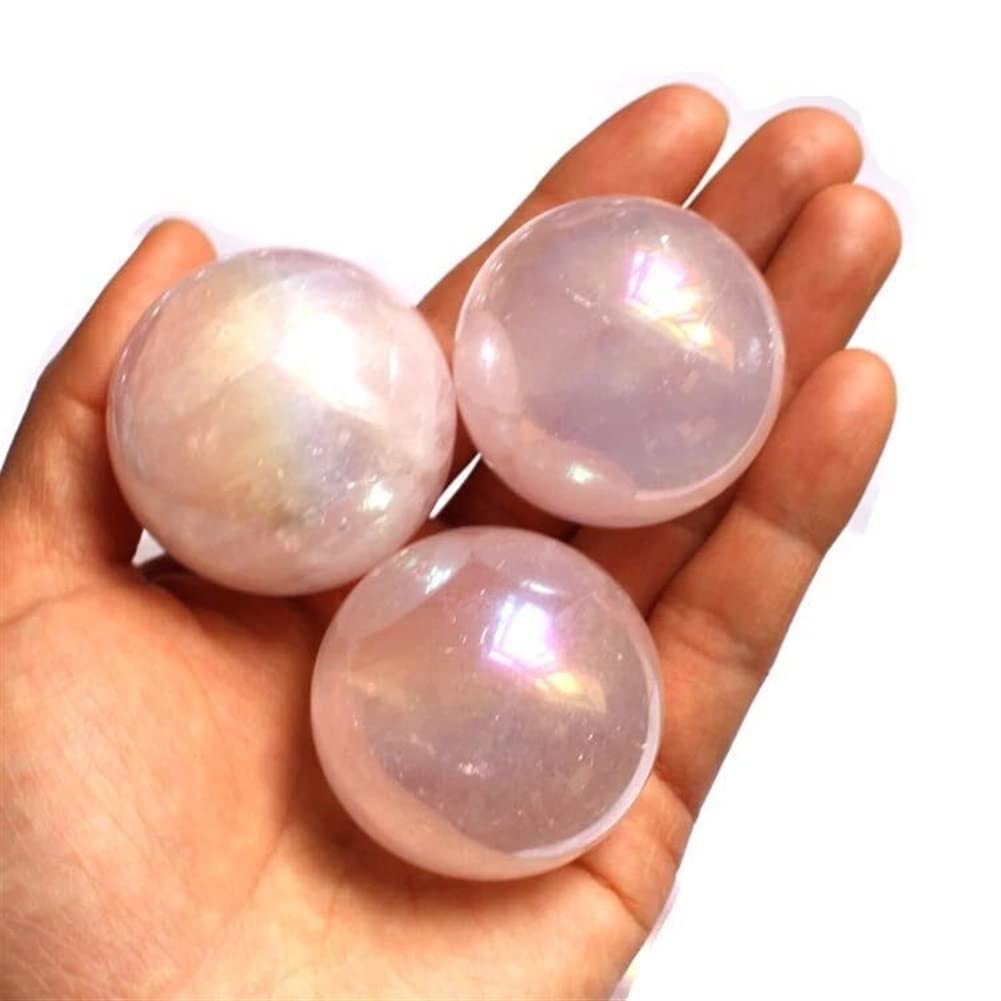 Bola de Cuarzo de galvanoplastia Natural de 4cm-4,5 cm, Esfera de Piedra de Cristal Aura Rosa, 1 ud. (Color : 1pc)