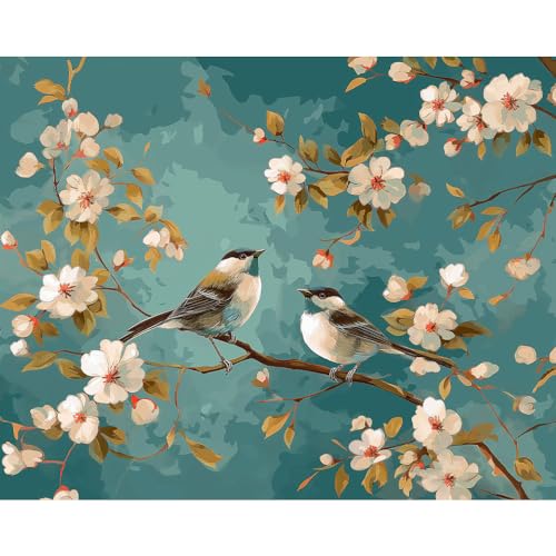 Natuyalo Paint by Numbers Kit for Adults - Sparrow on Branch DIY Adult Paint by Number Kits Animals Acrylic Canvas Painting for Adults Beginners Kids Art Crafts Without Frame, 16x20 Inch, PBN-SHI-01