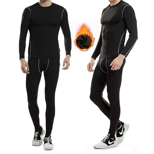 Thermounterwäsche Herren,Winter Funktionsunterwäsche Skiunterwäsche Set,Atmungsaktiv Innenfleece Skiunterwäsche Männer Sport Kompressionsanzug für Workout Skifahren Laufen Wandern Cover