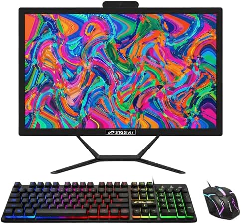 STGSivir All in One Desktop Computer, 21.5-inch FHD Display, Intel Core i5 up to 3.6GHz, 16G Memory, 512G SSD, WiFi 5, Bluetooth, RGB Keyboard &amp; Mouse, Webcam, Windows 11 Home