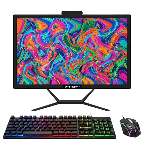 STGSivir All in One Desktop Computer, 21.5-inch FHD Display, Intel Core i5 up to 3.6GHz, 16G Memory, 512G SSD, WiFi 5, Bluetooth, RGB Keyboard & Mouse, Webcam, Windows 11 Home