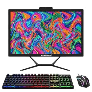 STGSivir Computadora de escritorio todo en uno, pantalla FHD de 21.5 pulgadas, Intel Core i5 de hasta 3.6 GHz, memoria 16G, SSD 512G, WiFi 5, Bluetooth, teclado y mouse RGB, cámara web, Windows 11 Home