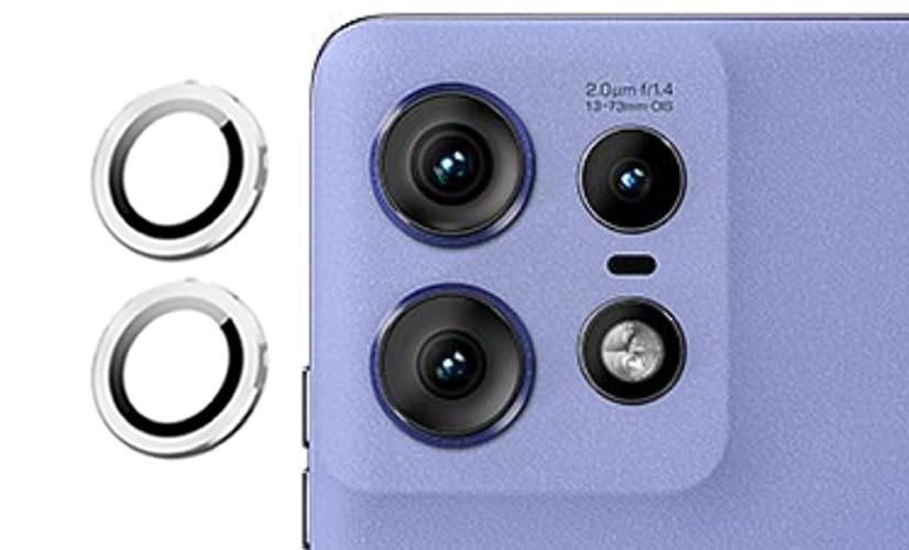 Image of imluckies Camera Ring Lens Protector (Aluminum with Tempered Glass) Compatible for Moto Edge 50 Pro - Silver (Pack of 2 rings)