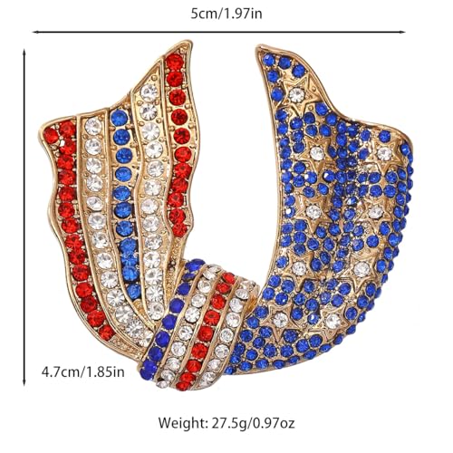 Image of Rhinestone Brooch Pins for Women, Vintage Crystal Enamel Brooches, American Flag Pin Patriotic Lapel Pins Gift for Suit Clothes Bag Accessories
