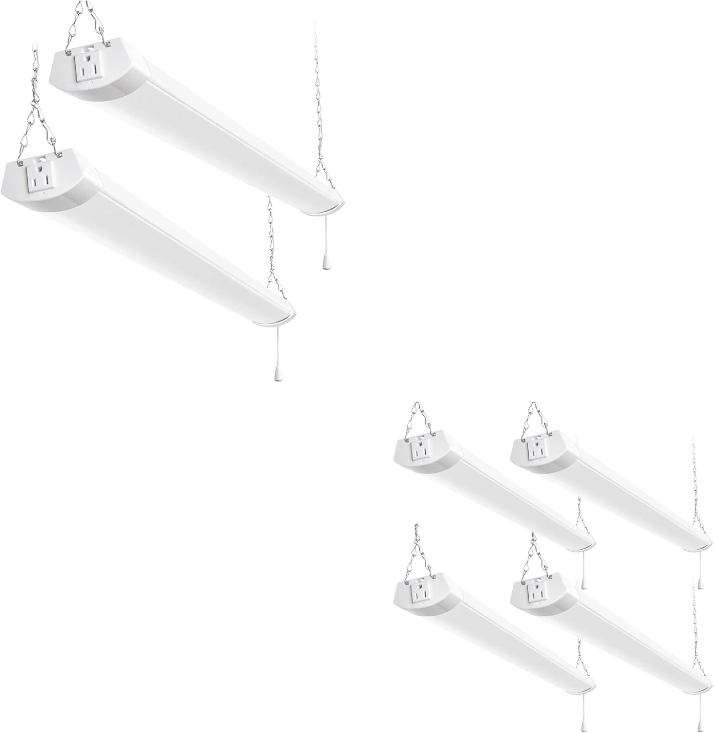 hykolity 5000K LED Shop Light Linkable, Daylight LED Ceiling Lights for Garages, Workshops, Basements, Hanging or FlushMount, Included Power Cord and Pull Chain,ETL