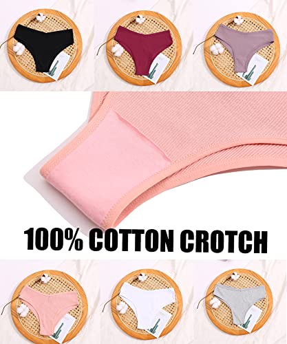 Image of CuteByte 10 Pack Womens Cotton Underwear Sexy Stretch V-Waist Ladies Panties Low Rise Cotton Cheeky Hipster S-XXL