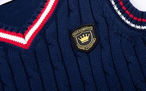 Mud Kingdom Boys and Toddlers' Uniform Cotton V-Neck Sweater Vest Knitted School4