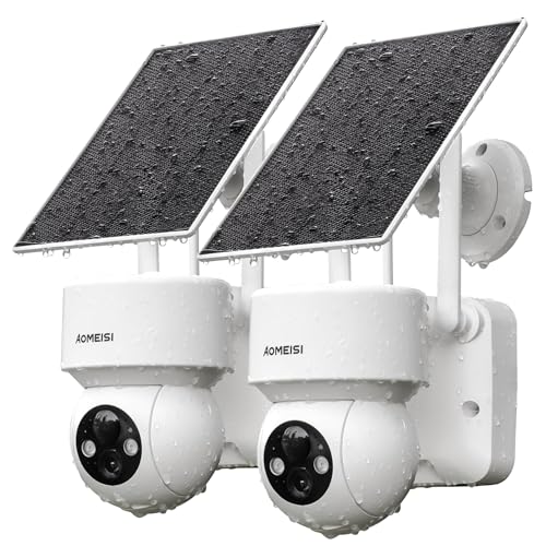 Aomeisi D2 Solar Security Camera Outdoor,360°View Pan/Tilt,Two-Way Talk,Easy to Setup,Audible Flashlight Alarm,Motion Alert,SD Slot Cloud Storage,Tech Support,Work with Alexa Google Home,CloudEdge