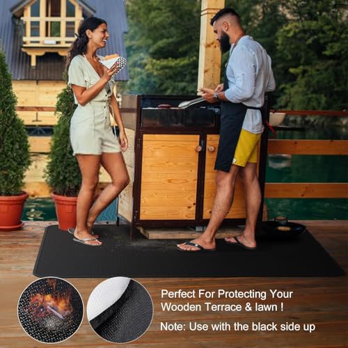 Alckijy Feuerfeste Unterlage | 100 * 150cm Faltbare Hitzeschutzmatte | Bodenschutzmatte | Grillmatten | Bodenmatte | Grillteppich | Funkenschutzplatte | für BBQ Grills Kaminöfen Boden Rasen usw