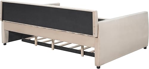 Miniatura 7 de SOFTSEA Sofá cama de tamaño matrimonial con nido, sofá cama tapizado de terciopelo con respaldo vertical copetudo para sala de estar, dormitorio, no