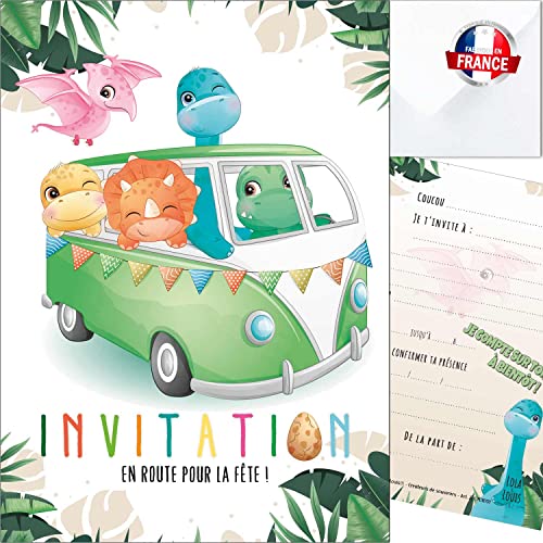 Lot De 12 Cartes D'Invitation À Remplir - Format A6 - Motif Dinosaures