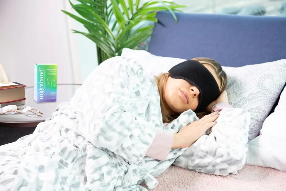 Diadema de compresión para aliviar la migraña con paquete de gel caliente/frío