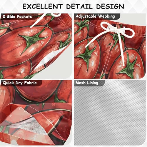 Teen Swim Trunks Tomato Pattern Print Boys Bathing Suits Size 10-12 Swimsuit Shorts Swimwear Youth,XL4