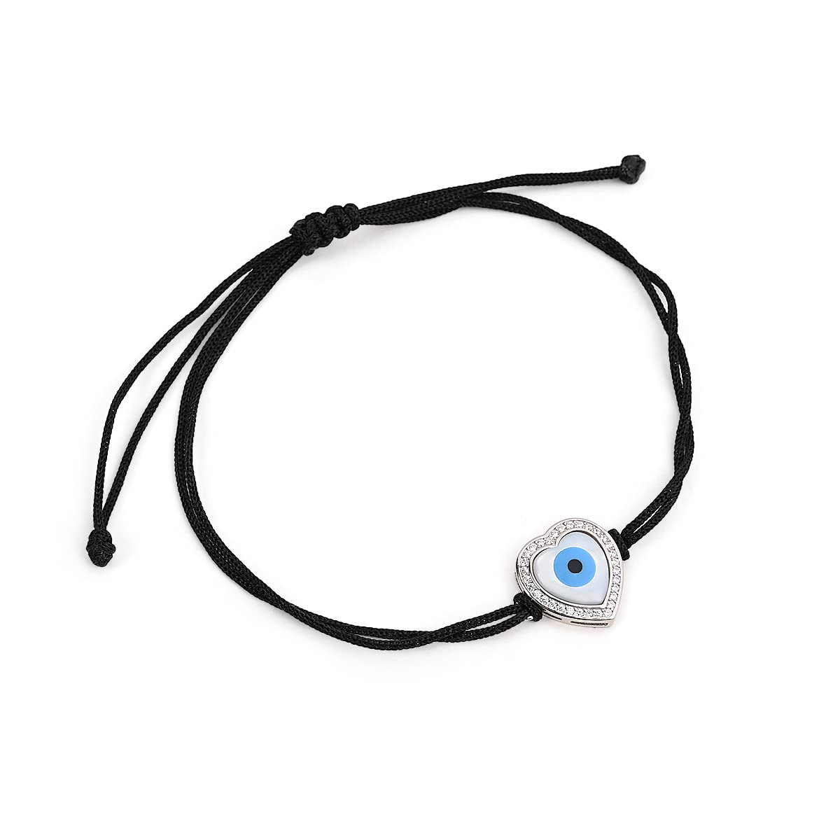 CHOTTEY LAL AND SONS Unisex Adult Black Thread Heart Shape Evil Eye Silver Nazariya Bracelet Cum Anklet Adjustable Wristband (B0BVMH4WQV) Amazon Price History, Amazon Price Tracker