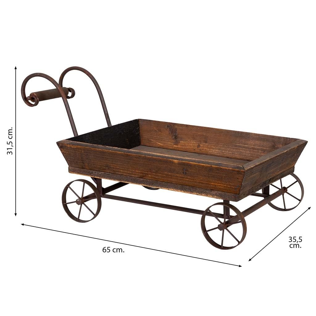 WANDERLUST DECO Carro Expositor de Madera y Metal 65x35.5x31.5h cm