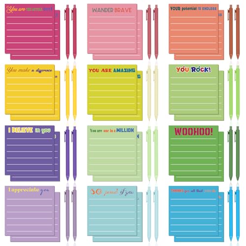 Notes adhésives inspirantes anti-oubli avec stylos | Solution d'organisation colorée