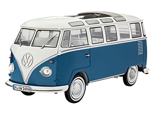 Revell Revell_07009 Modellbausatz Auto 1:16 - Volkswagen VW T1 Bulli Samba Bus im Maßstab 1:16, Level 5, originalgetreue Nachbildung mit vielen Details, VW Bus, 7009, Mittel