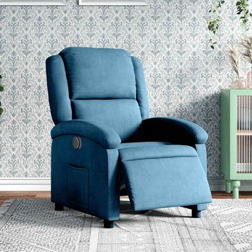 Fauteuil inclinable électrique bleu velours vidaXL pour salon moderne - 3