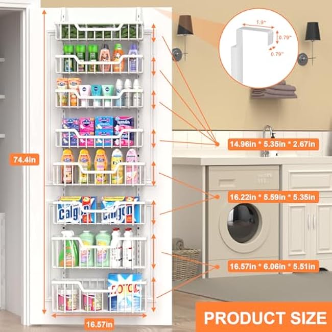 8-Tier Metal Hanging Over The Door Pantry Organizer, White