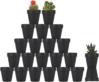 Sderoq 3 Inch Terracotta Pots - 22Pack Clay Flower Pots with Drainage Hole, Succulent Nursery Pot/Cactus Plant Pot. Great for Plants, Crafts, Wedding Favorn, DIY Production (Black)