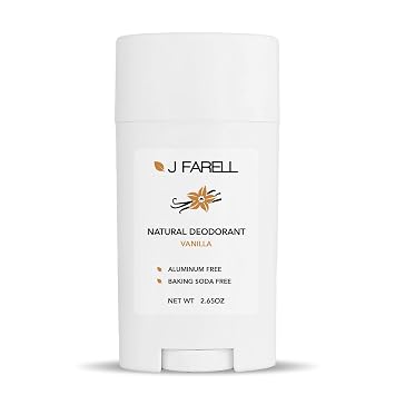 Natural Deodorant for Men & Women Handcrafted Vanilla Stick by J FARELL | Aluminum Free, Baking Soda Free, Organic | 48-Hour Odor Protection