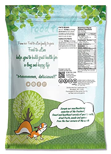 Pinto Beans, 10 Pounds – Non-Gmo Verified, Dried, Sproutable, Vegan, Kosher, Bulk Frijol Seeds. Good Source Of Protein, Folate, Copper, Thiamin. Low Sodium, Low Fat. Great For Soups, Chili, Stews. #TOP1