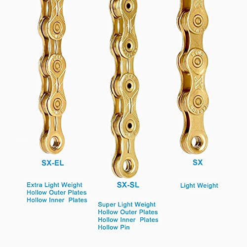 Inkesky 11 Speed Bike Chains - 1/2" X 11/128" 116L - Compatible With Shimano/Kmc/Campagnolo/Sram For Road & Mountain Bike (Rainbow/Ti-N Coating / Sx11El (Lighter)) #TOP2