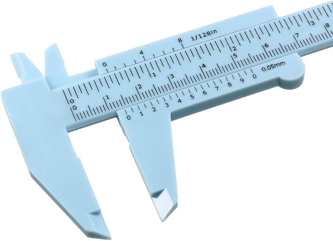 Calibrador Vernier mini 150mm plástico y metal azul miniatura 4