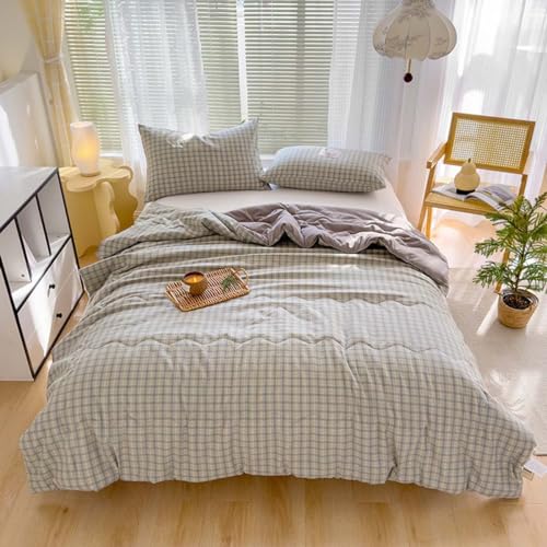 Manta acolchada de algodón ligera para verano y primavera, color beige, azul, 110 x 150 cm, acogedora funda de sofá para decoración del hogar.