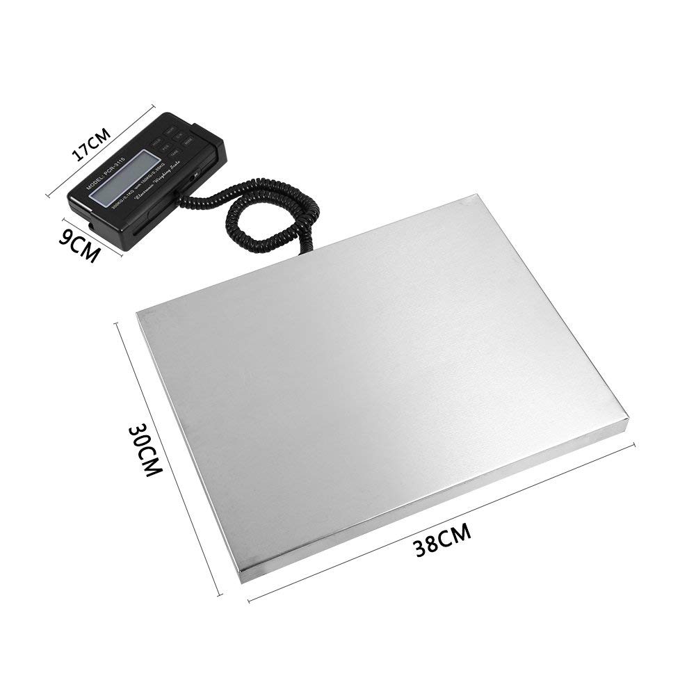 Balance Postale Numérique, Pèse-Colis en Acier Inoxydable, Écran LCD Rétro-éclairé, Grande Plate-forme, Capacité 150kg/300kg
