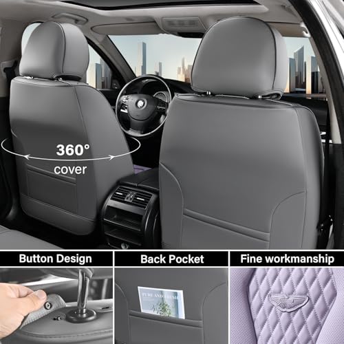 Image of Coverado Leather Seat Covers 2 Seats, Car Seat Covers Front Seats, Purple Car Seat Cover 2 Pack, Front Car Seat Covers, Car Seat Cushion, Auto Seat Covers Driver Seat Protector Universal Fit Most Cars
