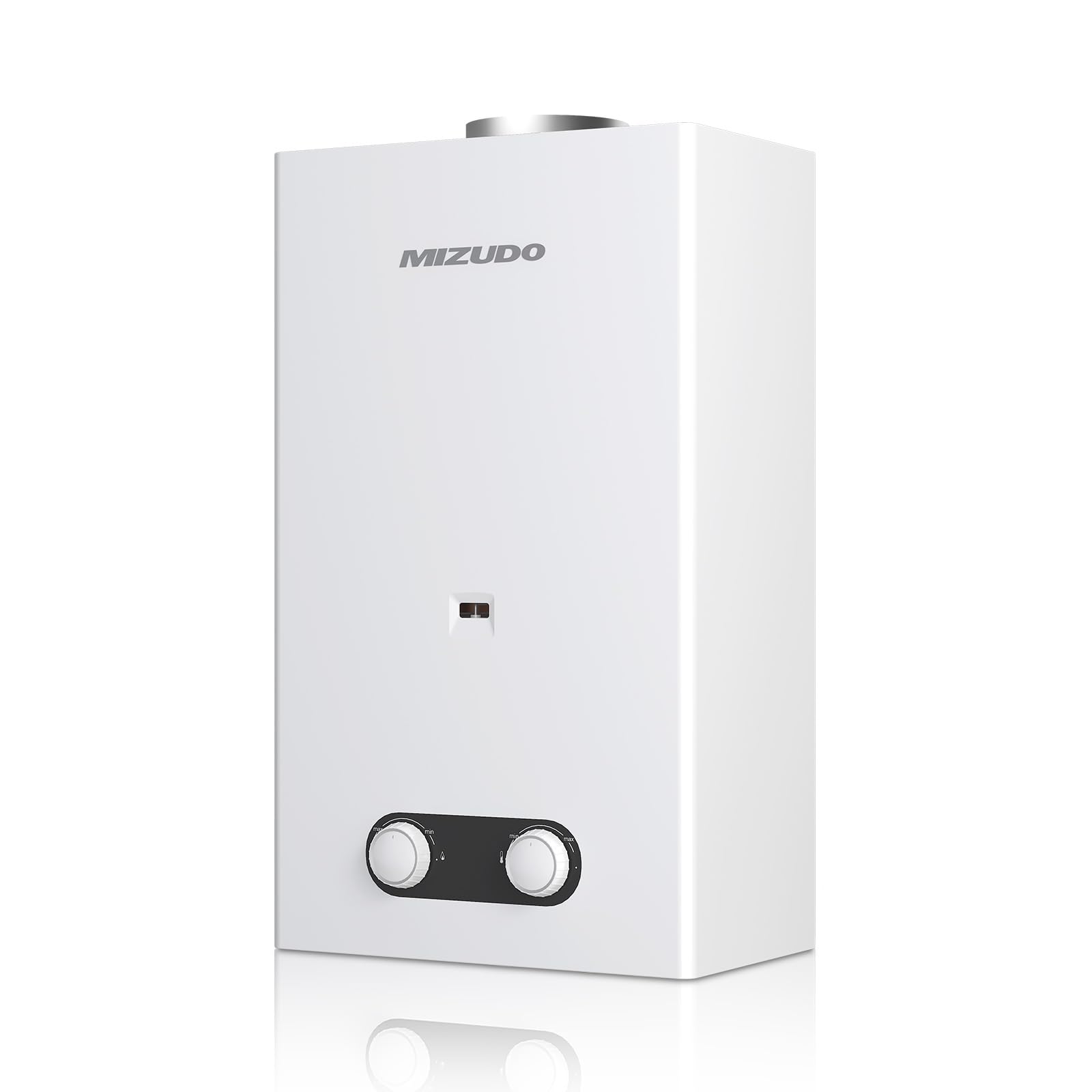 MIZUDO Calentador de Agua Butano Gas LPG, Clase de Eficiencia Energética A, Low NOx, Calentadores Propano 10L Atmosférico, Quemador de Baja Emisión, 32.8 x 21.35 x 55 cm
