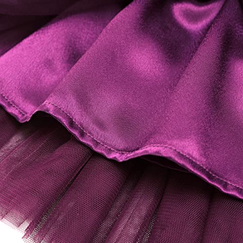 Flofallzique Little Velvet Dress Long Sleeves Ruffle Toddler Tulle Tutu Birthday Party Easter Dress(2, Plum) #TOP3