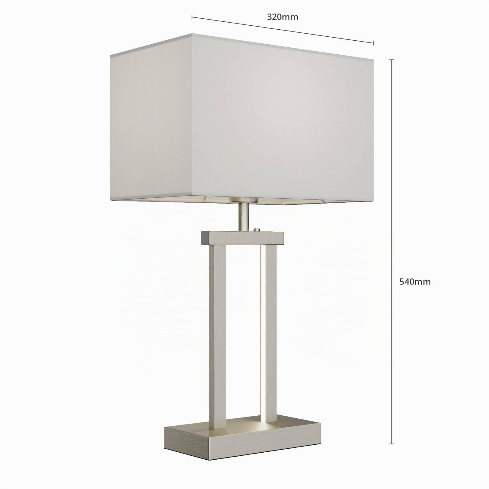 Lindby lámpara de mesa en níquel satinado, blanco, mesita noche | lámpara de mesa, e27, moderno, de tela para sala de estar, salón, dormitorio, comedor