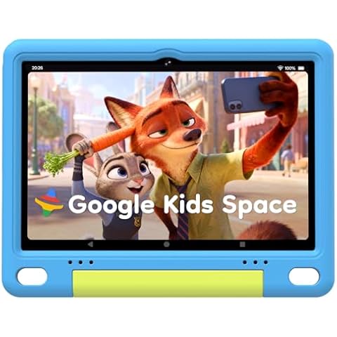 SHARECLOUD 10 inch Kids Tablet, Android Tablet for Kids, 24GB RAM 64GB ROM, 1TB Expandable, with EVA Case, Parental Control, 6600mAh Battery, Dual Camera, BT5.4, WiFi 6, Gift (Blue) Cover