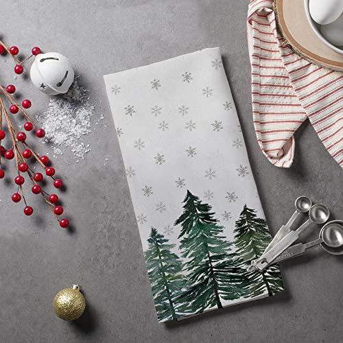 Christmas Dish Towels For Christmas Decor Green Xmas Tree Kitchen Towels 18X26 Inch Noel Grey Snowflake Washcloths Seasonal Ultra Absorbent Bar Drying Merry Christmas Hand Towel For Bathroom Set Of 2 #TOP3