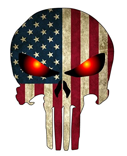 BOLDERGRAPHX 3014 Punisher Skull with American Flag and Glowing Red Eyes 5