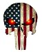 Punisher Skull with American Flag and Glowing Red Eyes 5"x 4"