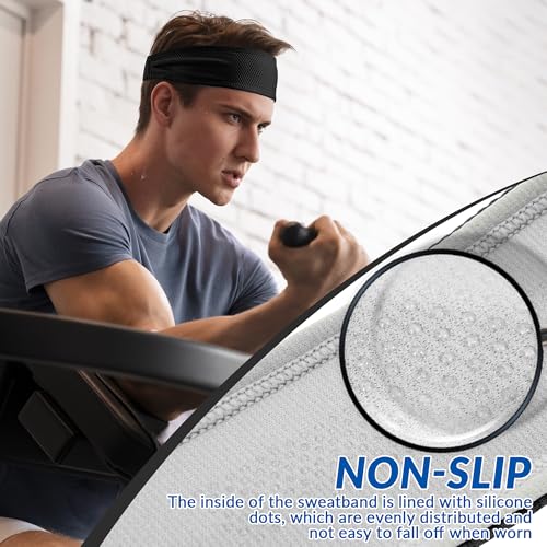 Sukeen Sports Headbands for Men, Moisture Wicking Sweat Bands Headbands Non-Slip, Breathable Elastic Sweatband, Running Headband for Yoga, Tennis, Fitness Workout4